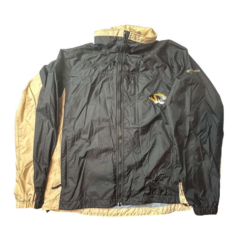 Missouri Columbia Windbreaker Jacket Mens M Black Gold NCAA Football XM3105